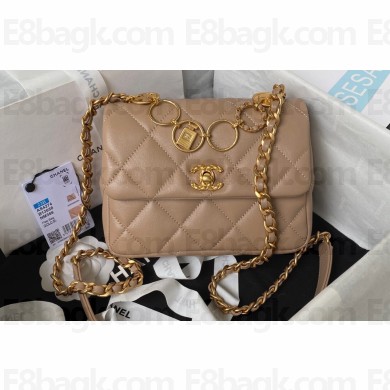 Chanel Lambskin & Gold-Tone Metal Badges Mini Flap Bag AS4274 Beige 2023
