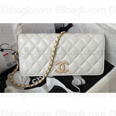Chanel Lambskin Clutch with Chain Bag AP3363 White 2023