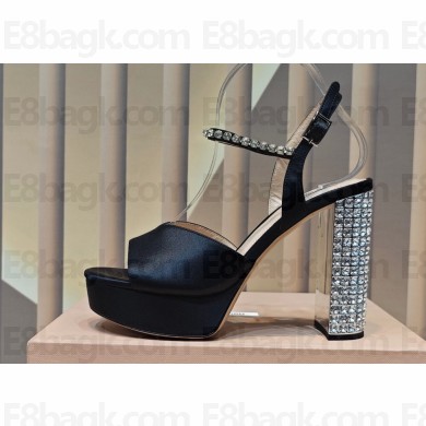 Miu Miu Heel 12.5cm platform 2.5cm Satin sandals with crystals 01 2023