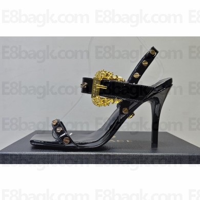 Versace Heel 10cm Studded Emily Slingback Sandals Black 2023