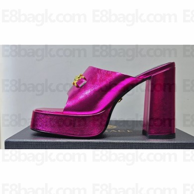 Versace Heel 11cm Platform 4cm Medusa '95 Mules Metallic Fuchsia 2023