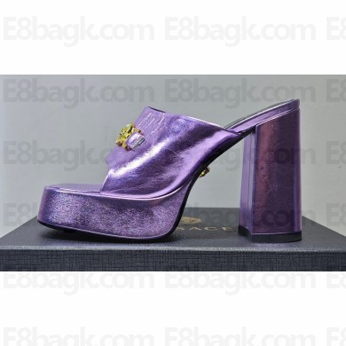 Versace Heel 11cm Platform 4cm Medusa '95 Mules Metallic Purple 2023