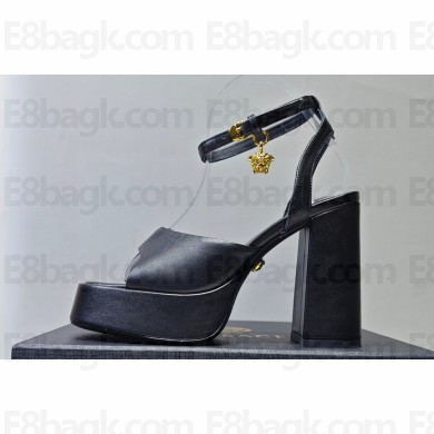 Versace Heel 11cm Aevitas Single Platform 4cm Sandals Leather Black 2023