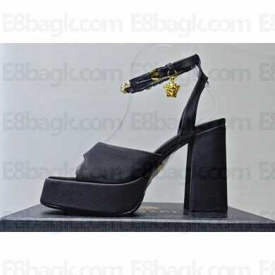Versace Heel 11cm Aevitas Single Platform 4cm Sandals Satin Black 2023