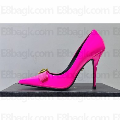 Versace Heel 9.5cm Gianni Ribbon Pumps Patent Leather Fuchsia 2023