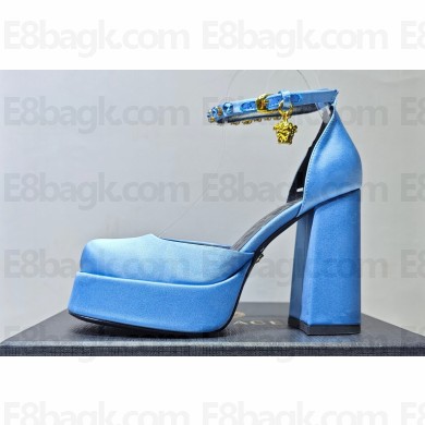 Versace Heel 11cm Aevitas Single Platform 4cm Pumps Satin Blue 2023