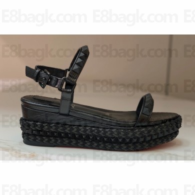 Christian Louboutin Heel 6cm Pyraclou Studded leather Spike wedge Sandals Black