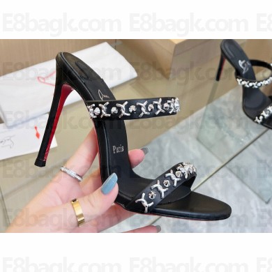 Christian Louboutin Heel 10cm Just Chain Leather Slide Sandals Black