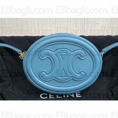 Celine CROSSBODY OVAL PURSE cuir triomphe in SMOOTH CALFSKIN 101703 Blue