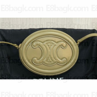 Celine CROSSBODY OVAL PURSE cuir triomphe in SMOOTH CALFSKIN 101703 Olive Green