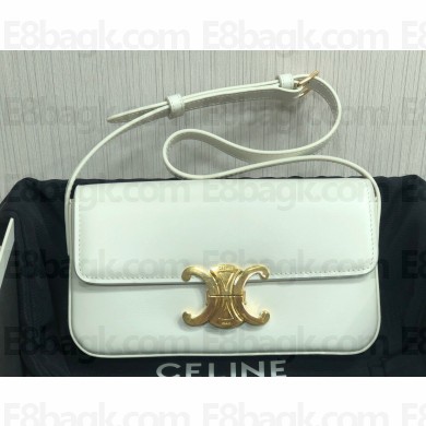 Celine SHOULDER BAG triomphe in Shiny calfskin 194143 White