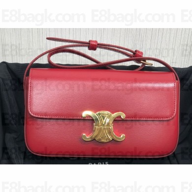 Celine SHOULDER BAG triomphe in Shiny calfskin 194143 Red