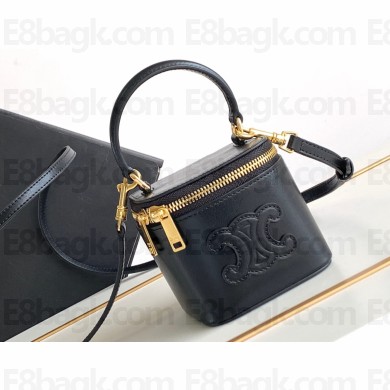 Celine MINI VANITY CASE CUIR TRIOMPHE Bag in SMOOTH CALFSKIN 10J763 Black