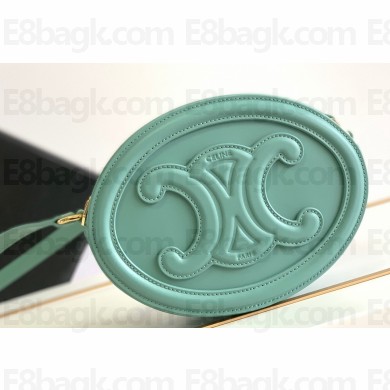 Celine OVAL BAG CUIR TRIOMPHE in SMOOTH CALFSKIN 198603 Cyan