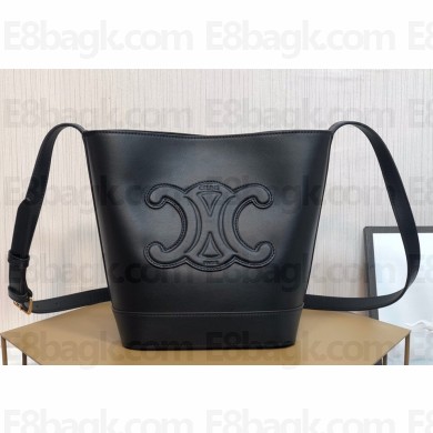 Celine SMALL BUCKET CUIR TRIOMPHE Bag in SMOOTH CALFSKIN 198243 Black