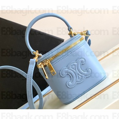 Celine MINI VANITY CASE CUIR TRIOMPHE Bag in SMOOTH CALFSKIN 10J763 Celeste