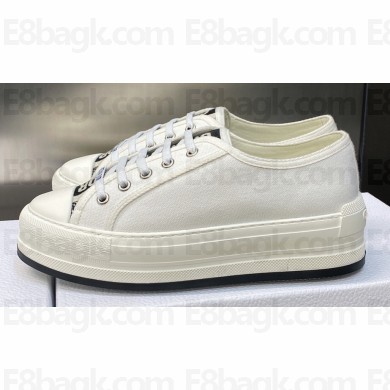 DIOR Walk'n'Dior Platform Low Top Sneakers in Embroidered Cotton White 2023