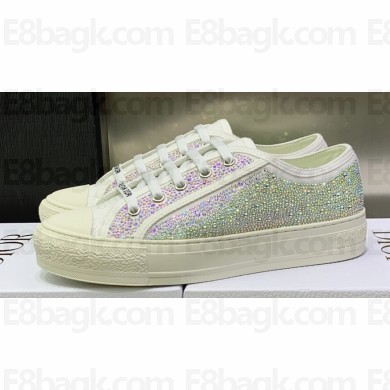 DIOR Walk'n'Dior Low Top Sneakers in Crystal White Embroidered Cotton 2023