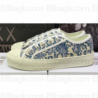 DIOR Walk'n'Dior Low Top Sneakers in Blue Brocart Embroidered Cotton 2023