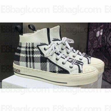 DIOR Walk'n'Dior High Top Sneakers in Black and White Check'n'Dior Technical Mesh 2023