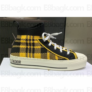DIOR Walk'n'Dior High Top Sneakers in Black and Yellow Check'n'Dior Technical Mesh 2023