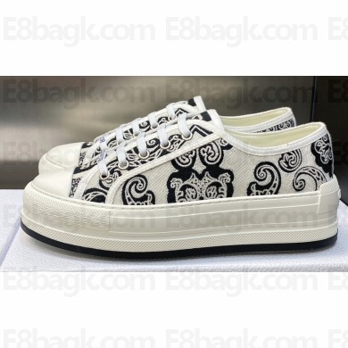 DIOR Walk'n'Dior Platform Low Top Sneakers in White/Black Embroidery 2023
