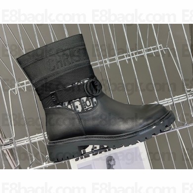 Dior D-Major Ankle Boots in Oblique Black 2023