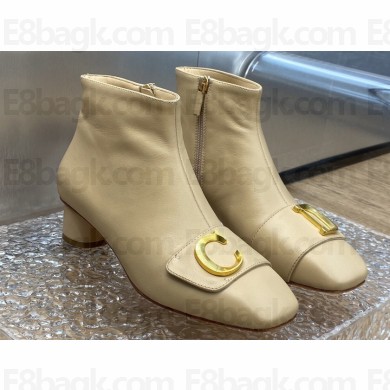 Dior Heel 4.5cm C'est Ankle Boots in Calfskin Beige 2023