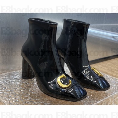Dior Heel 8.5cm C'est Ankle Boots in Calfskin Patent Black 2023