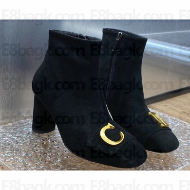 Dior Heel 8.5cm C'est Ankle Boots in Calfskin Suede Black 2023