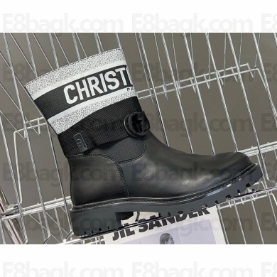 Dior D-Major Ankle Boots in Technical Fabric Black/White 2023