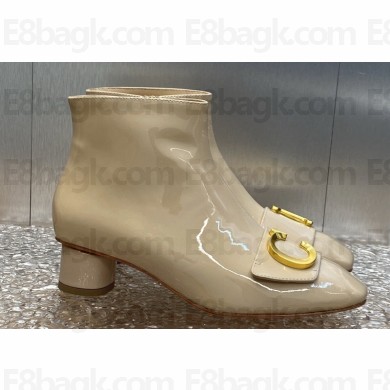 Dior Heel 4.5cm C'est Ankle Boots in Calfskin Patent Beige 2023