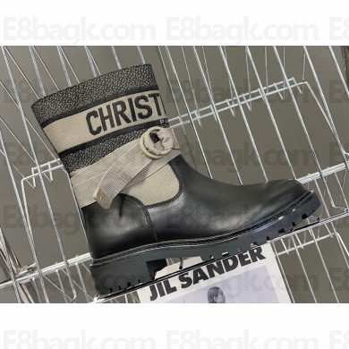 Dior D-Major Ankle Boots in Technical Fabric Taupe 2023