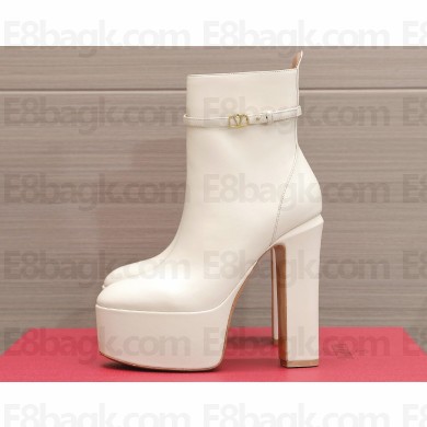 Valentino Heel 15.5cm Platform 4cm Tan-Go platform ankle boots in calfskin White 2023