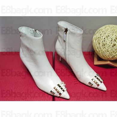 Valentino Heel 8cm Rockstud ankle boots in calfskin White 2023