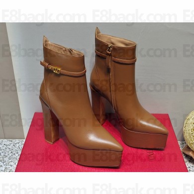Valentino Heel 15.5cm Platform 4cm Tan-Go platform Pointy Toe ankle boots in calfskin Brown 2023