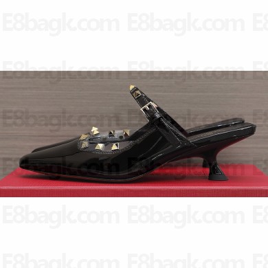 Valentino Heel 5cm Rockstud Couture Mules in patent leather Black