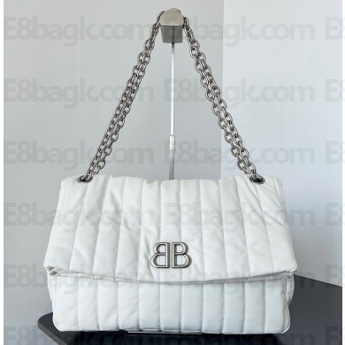 Balenciaga Monaco Medium Chain Bag in quilted thin calfskin White 2023