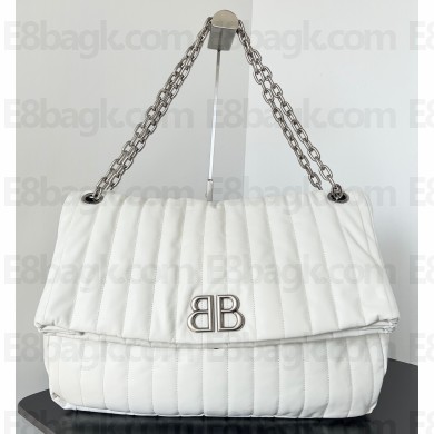Balenciaga Monaco Large Chain Bag in quilted thin calfskin White 2023