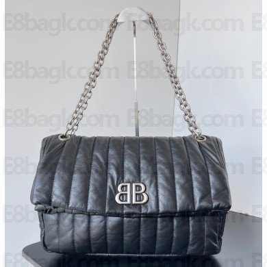 Balenciaga Monaco Medium Chain Bag in quilted thin calfskin Black 2023