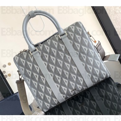 Dior Lingot Briefcase Bag in Gray CD Diamond Canvas and Smooth Calfskin 2023