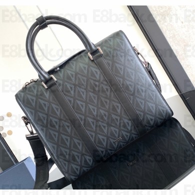 Dior Lingot Briefcase Bag in Black CD Diamond Canvas and Smooth Calfskin 2023