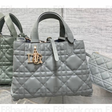 Dior Medium Toujours Bag in Macrocannage Calfskin Gray 2023
