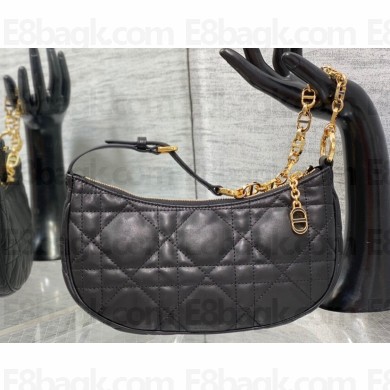 Dior CD Lounge Bag in Black Supple Macrocannage Lambskin 2023