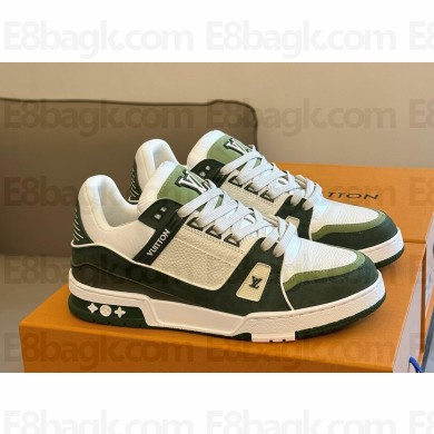 Louis Vuitton women's/men's LV Trainer leather low trainers green 1028-2024