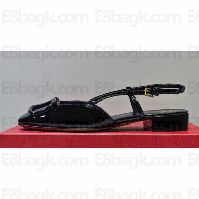 Valentino VLogo Signature Slingback ballerina Flats in leather patent Black