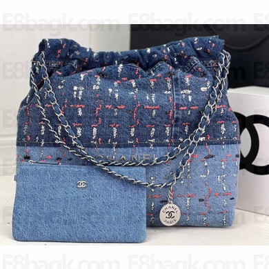 Chanel Denim Patchwork and Glitters CHANEL 22 Handbag AS3261 2023