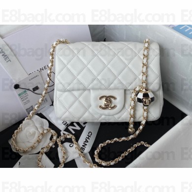Chanel Lambskin Mini Flap Bag with Black/White Ball AS1786 White 2023