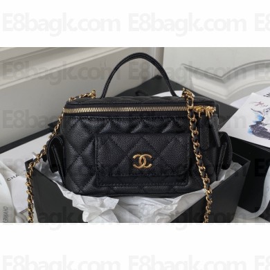 Chanel Grained Shiny Calfskin Clutch with Chain Bag AP3017 Black 2023