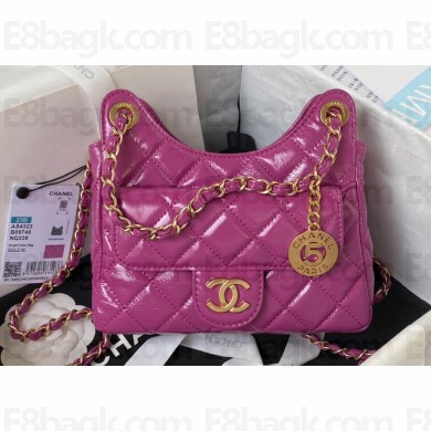 Chanel Shiny Crumpled Calfskin Small Hobo Bag AS4323 Purple 2023
